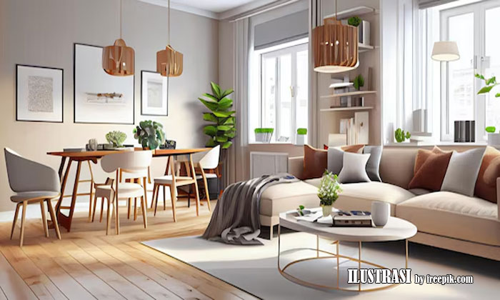 kombinasi furnitur dan dekorasi